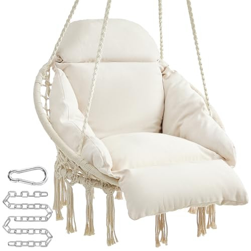 SONGMICS Hanging Chair, Swing Chair with Cushion, Holds up to 264 lb, Cloud White UGDC042M01 | Amazon (CA)