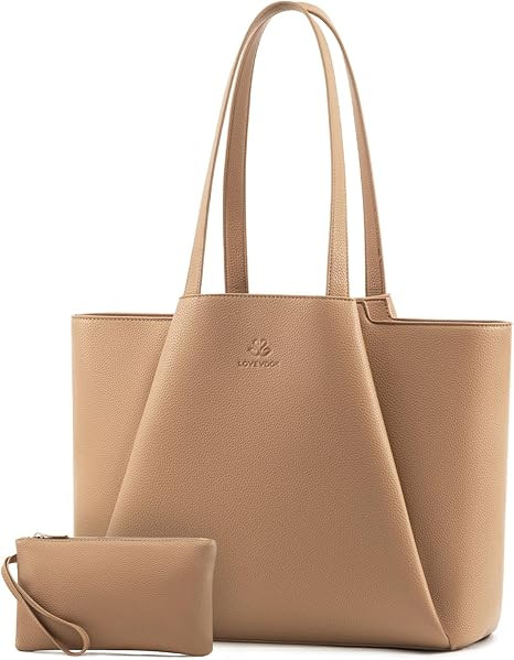 LOVEVOOK Laptop Tote for Women - 15.6 Inch Faux Leather Laptop Bag with Clutch, Large Capacity Of... | Amazon (US)