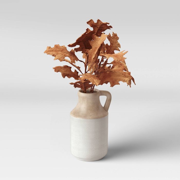 17" x 15" Artificial Oak Leaf Arrangement in Clay Pot Brown - Threshold™ | Target