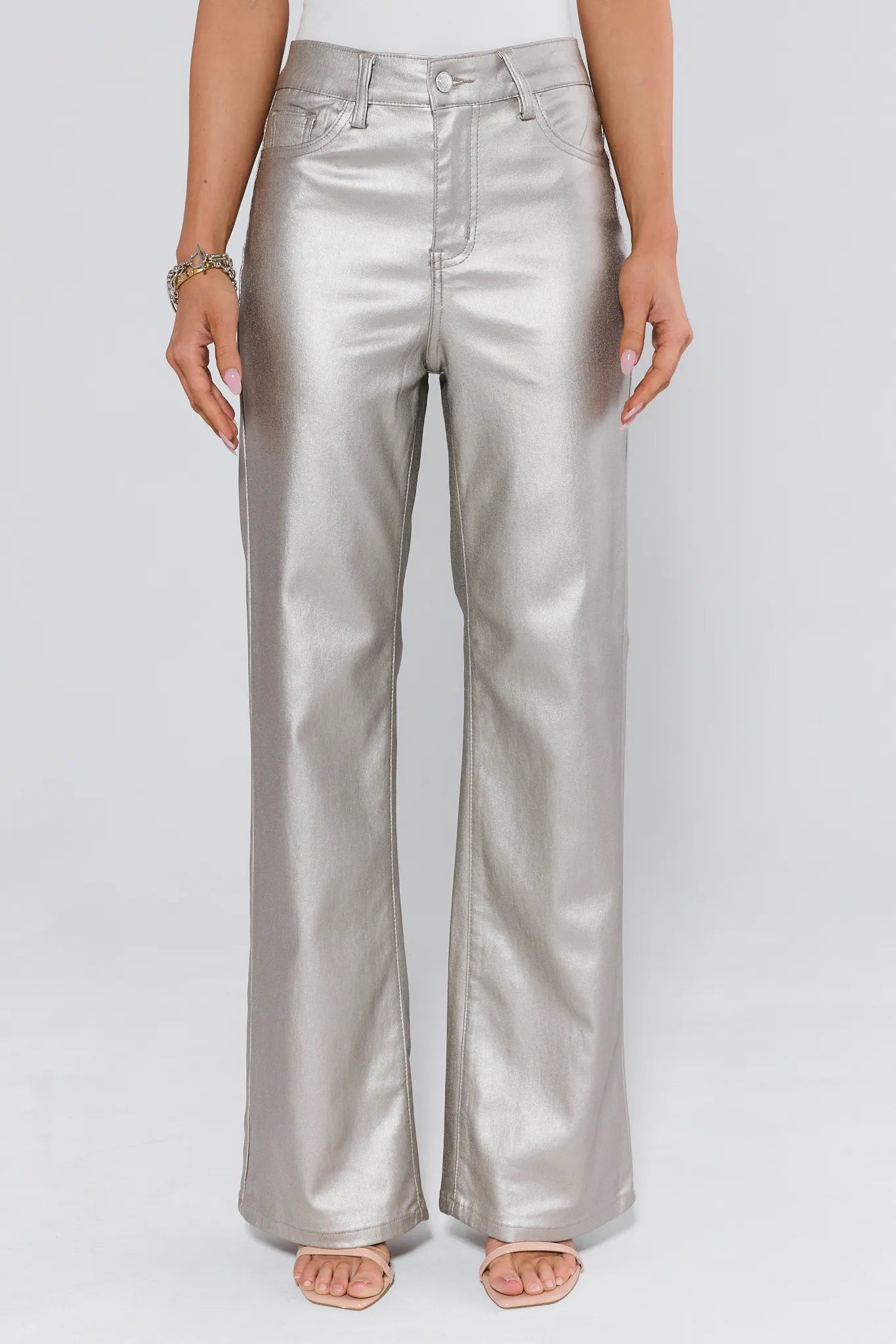 Angelica Silver Metallic Pants | Avara