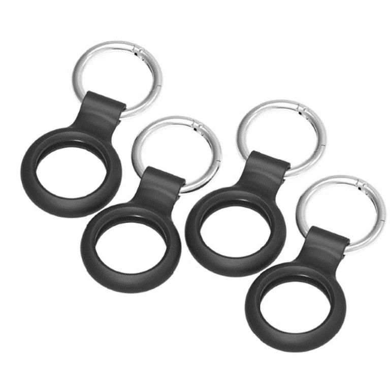 onn. Protective Holder with Carabiner-Style Ring for Apple AirTag, Silicone, Black, 4 Count | Walmart (US)