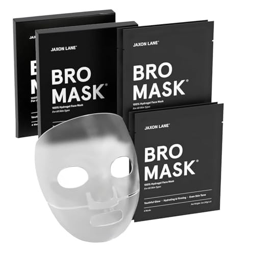 JAXON LANE BRO MASK Premium Korean Face Mask for Men (4 Pack) - Anti Aging Sheet Masks w/Hydrogel, Vitamin C, Hydrolyzed Collagen, & Hyaluronic Acid - Perfect Skin Care Stocking Stuffers for Men | Amazon (US)