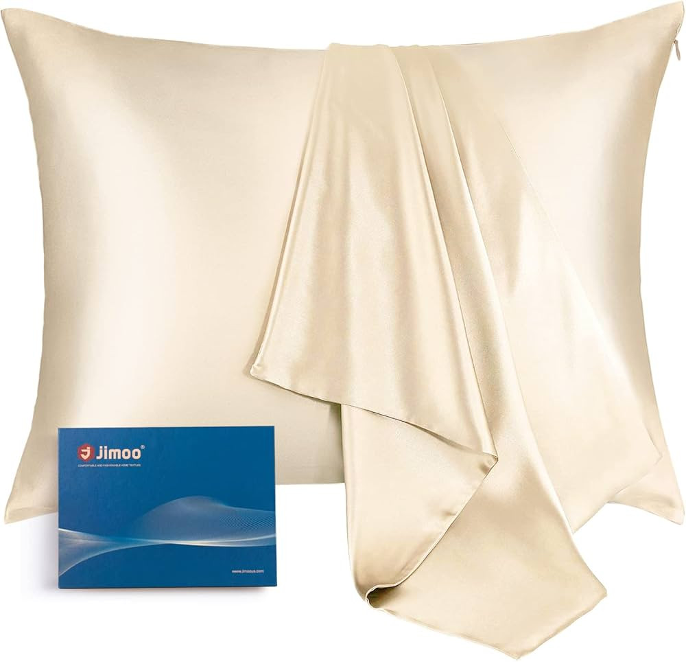 100% Mulberry Silk Pillowcase for Hair and Skin, 22 Momme Natural Silk Pillow Case with Zipper, S... | Amazon (US)