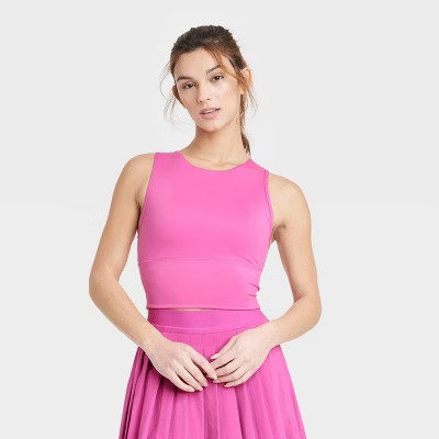 Women's Medium Support Brushed Sculpt Muscle Cropped Sports Bra - All in Motion™ | Target