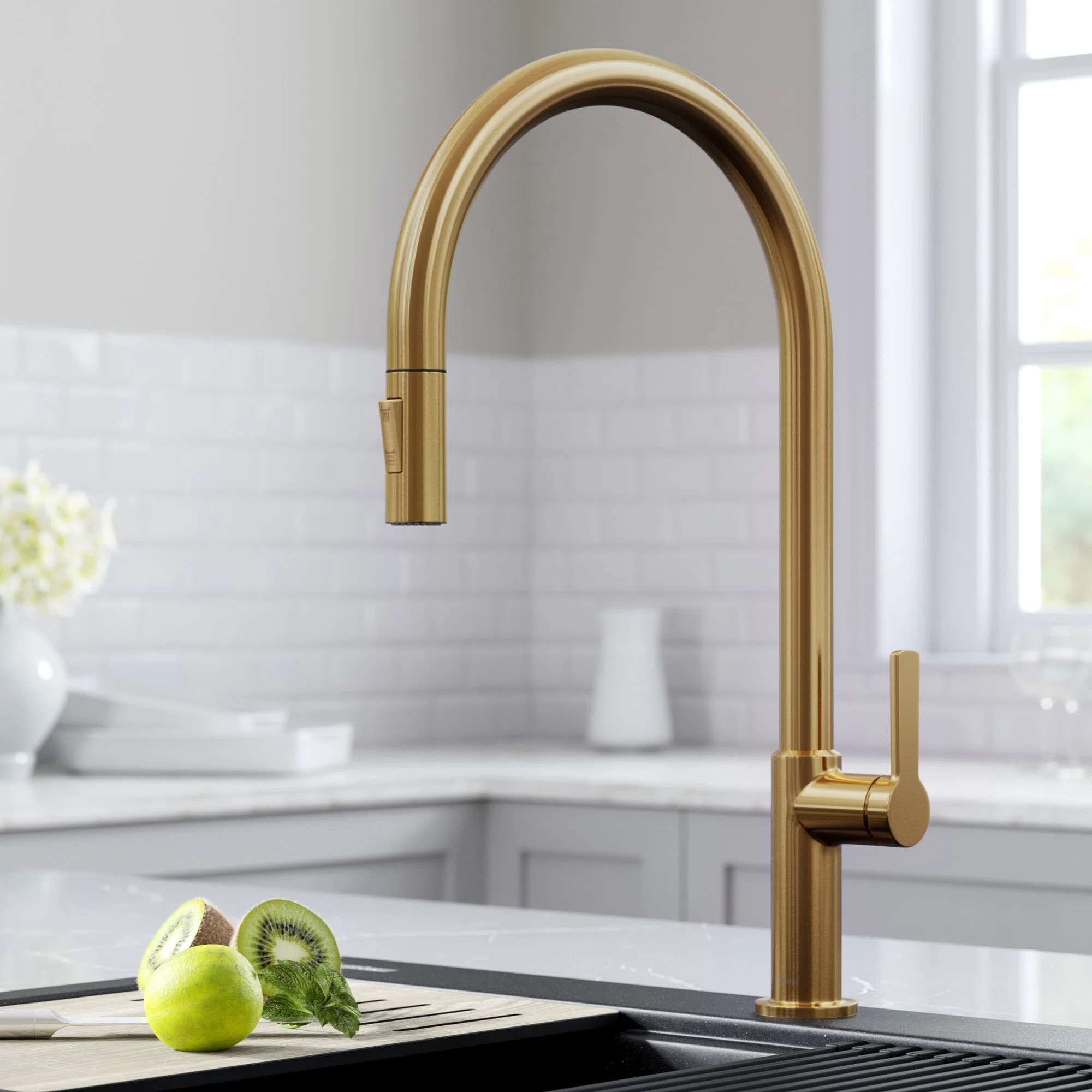 Oletto Single Handle Pull-Down Kitchen Faucet KPF-2821BB | Wayfair North America