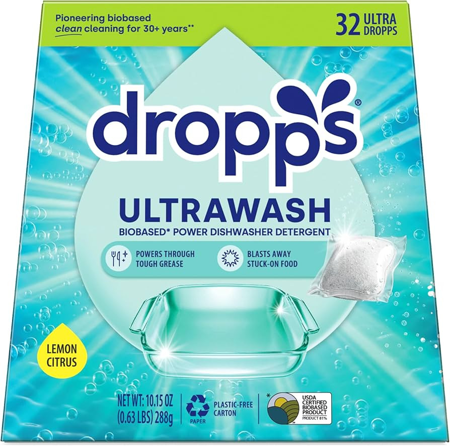 Dropps UltraWash Dishwasher Pods, Lemon Citrus (32 Count) - Biobased Power Deep Clean Dishwasher ... | Amazon (US)
