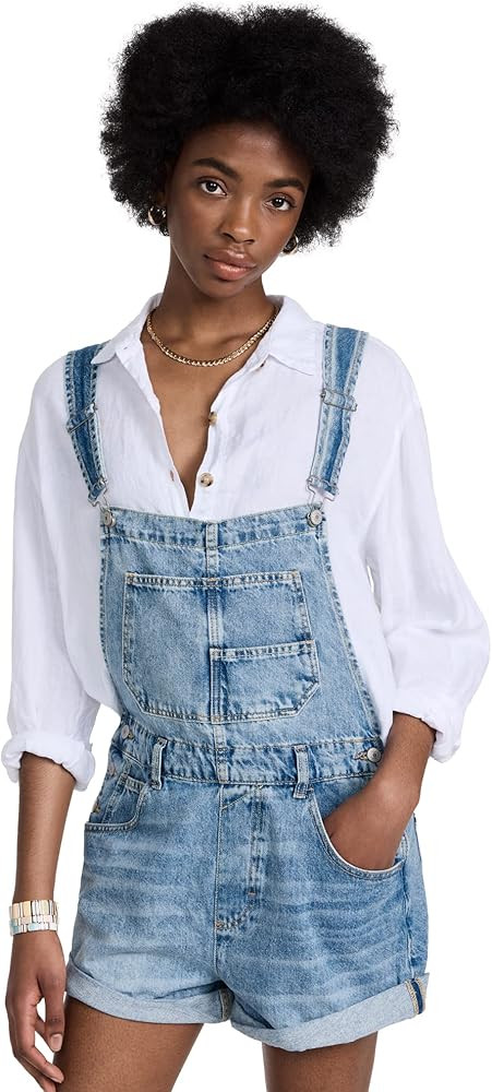 Free People Womens Fitted Denim Shortalls | Amazon (US)