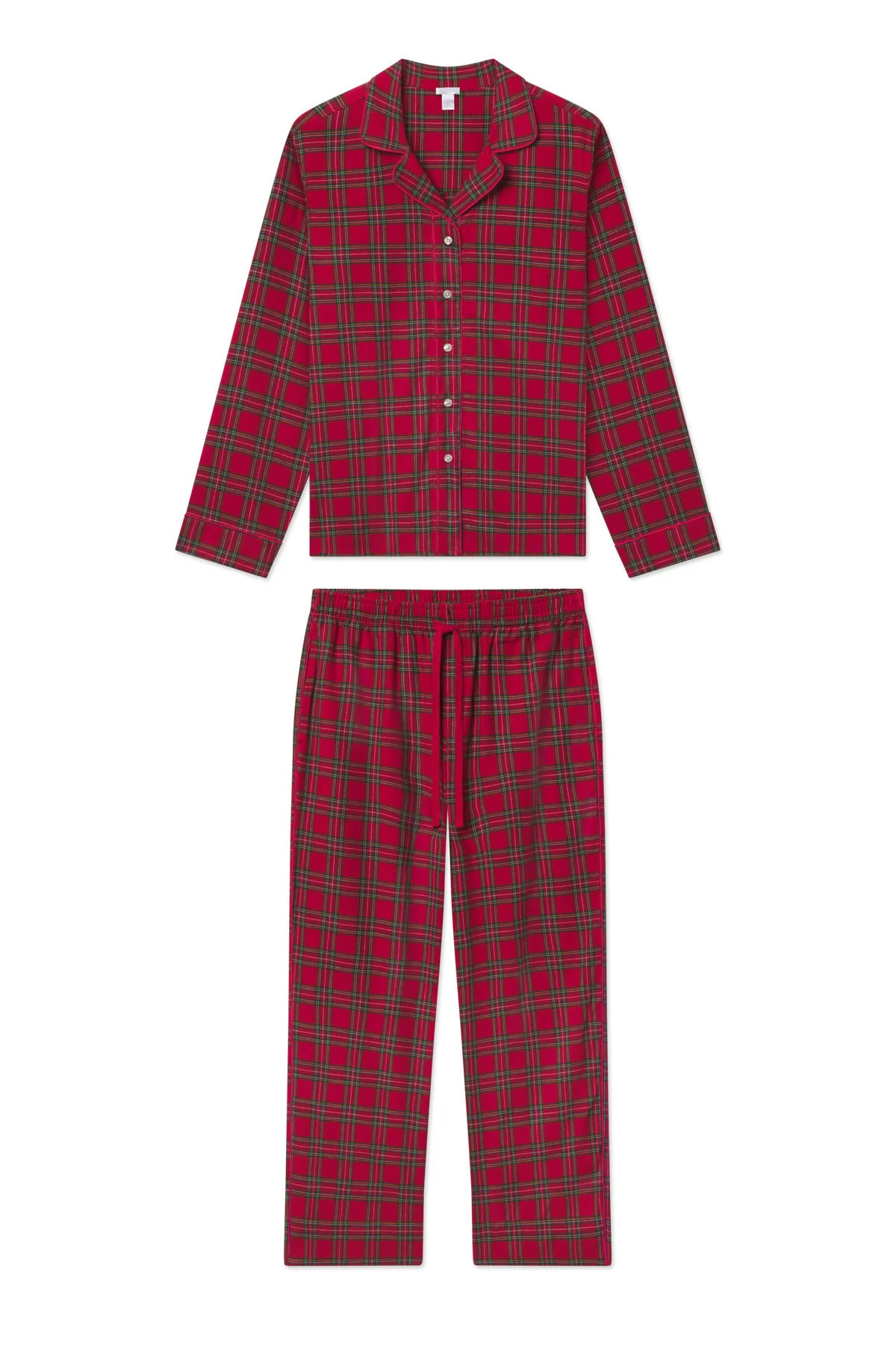 Flannel Pants Set in Classic Red Holiday Tartan | Lake Pajamas