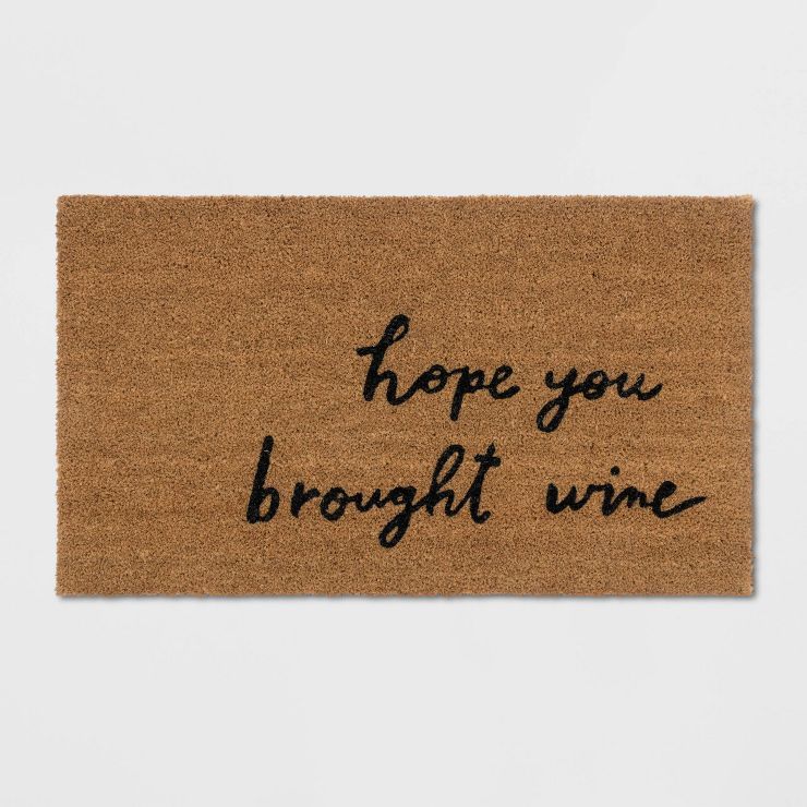 1'6"x2'6" Hope You Brought Wine Coir Doormat Tan/Black - Threshold™ | Target