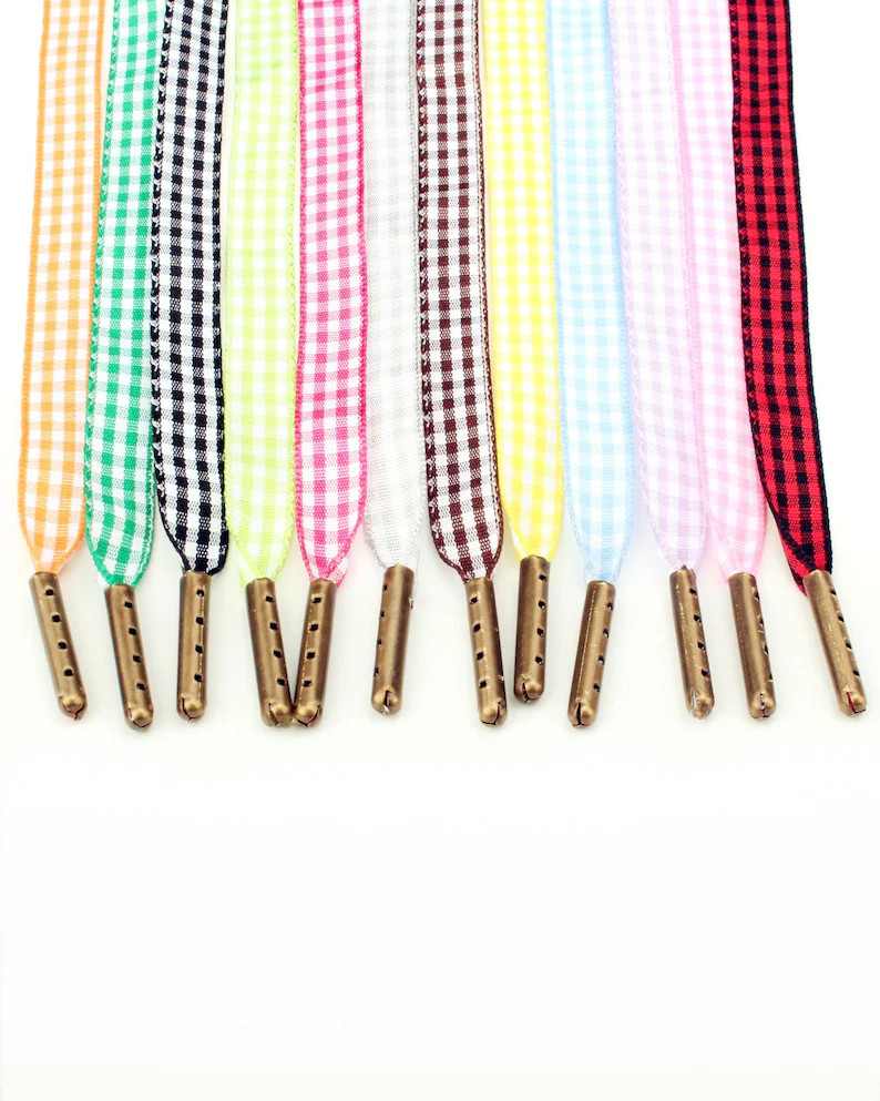 10mm Flat Plaid Shoelaces With Metal Caps, 1 Pair | Etsy (Global)