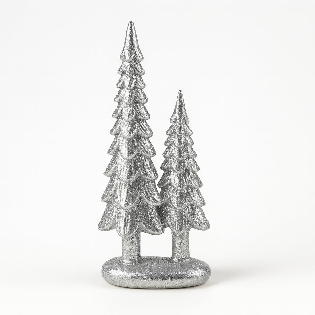 iStatue Sparkle Pine Trees, 7" Resin Tabletop Figurine Double Glitter Trees on One Base Indoor Ch... | Amazon (US)