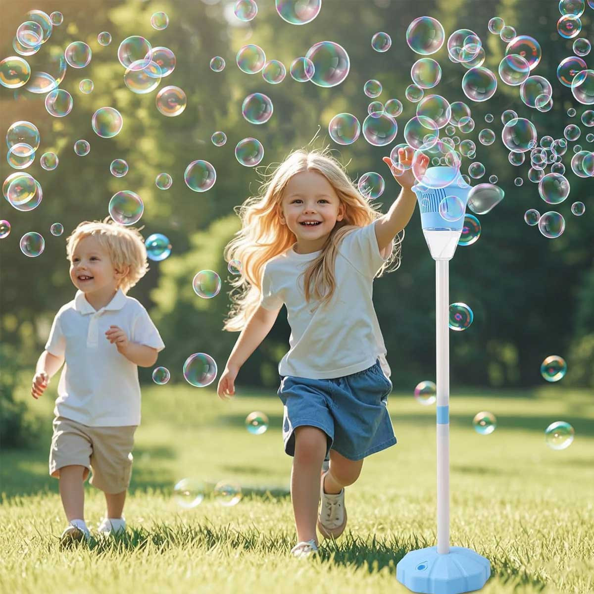 Aoibox Rechargeable Bubble Stand Machine Height 47 Inches Stand Up Automatic Bubble Machine for Kids Outdoor Tall Bubble Maker with Lights Standing | Lowe's
