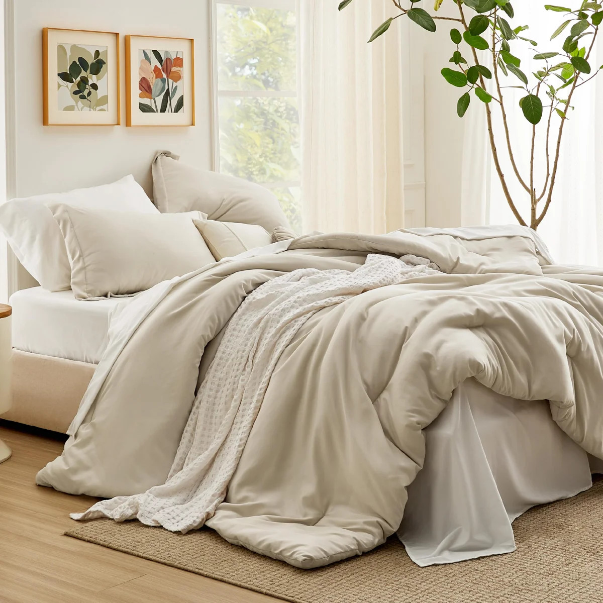 Bedsure Queen Comforter Set - 7 Pieces Beige Queen Bedding Set for All Seasons, Boho Contrasting ... | Wayfair North America