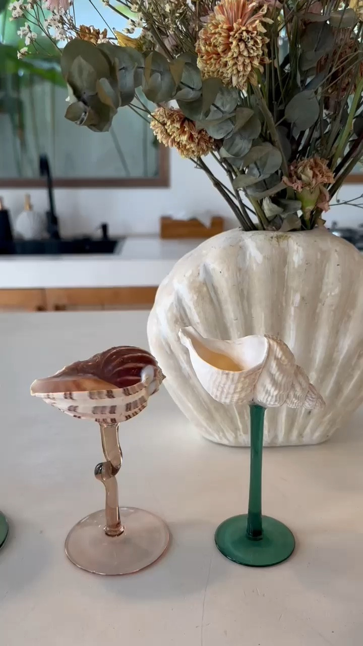 The cutest hand-blown shell glassware I bought for Villa Kerang Sue! ✨🐚 Perfect for that Summer/Beachy vibe. You can purchase all 5 pieces of glassware or just 1 glass at a time. 🌸 

Currently on sale! 

#LTKtravel #LTKsalealert #LTKhome