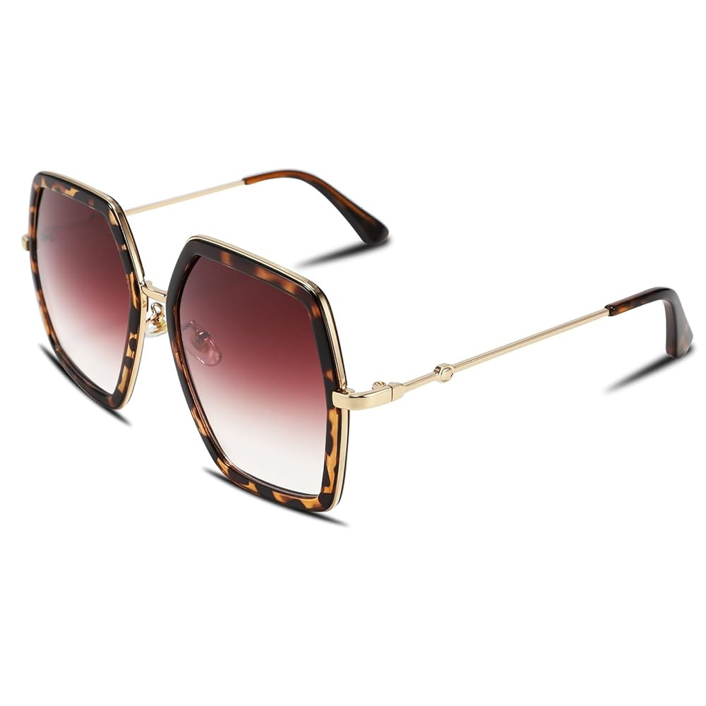 Amazon.com: FEISEDY Retro Square Sunglasses for Women Oversized Vintage Polygon Sun Glasses Geome... | Amazon (US)
