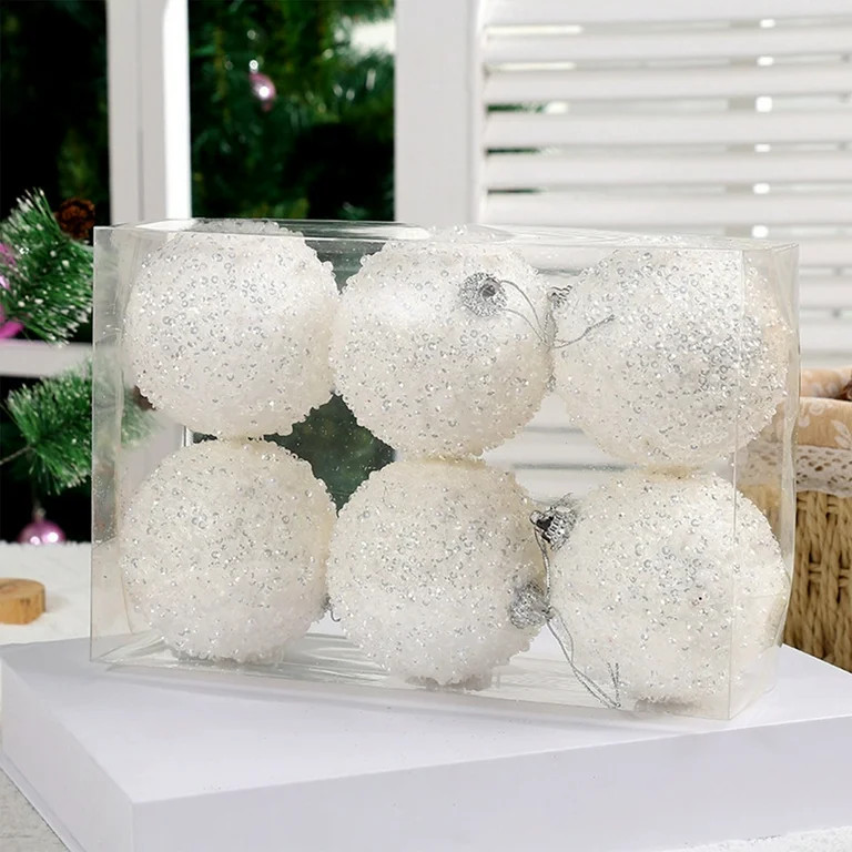 FAMTKT 3.14" Christmas Ball Ornaments 6 Pcs Christmas Tree Decorations Set Shatterproof White Big... | Walmart (US)