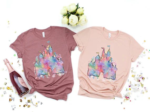 Watercolor castle Shirt, Princess castle shirt, Vacation shirt, Magical Castle Shirt, Wizard cast... | Etsy (US)