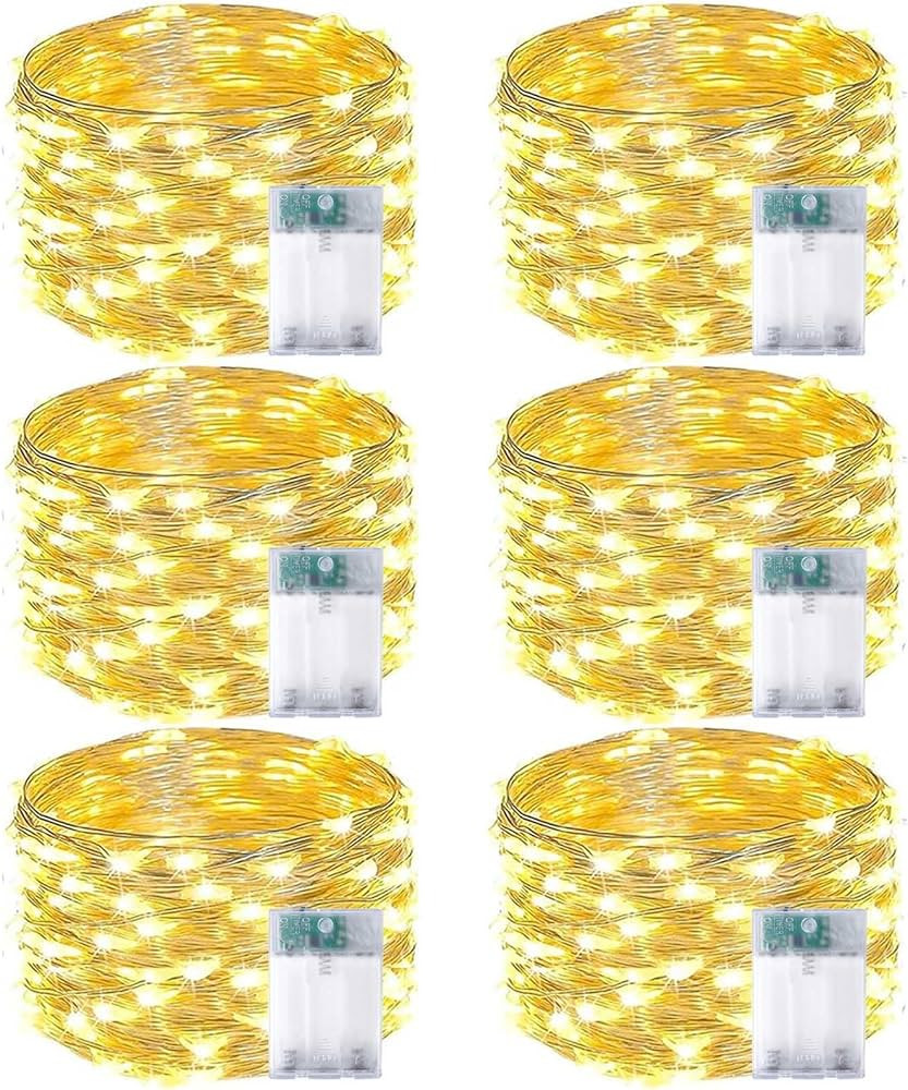 6-Pack Fairy Lights Battery Operated with Timer, Waterproof 16FT 50 LED String Lights Outdoor Ind... | Amazon (US)