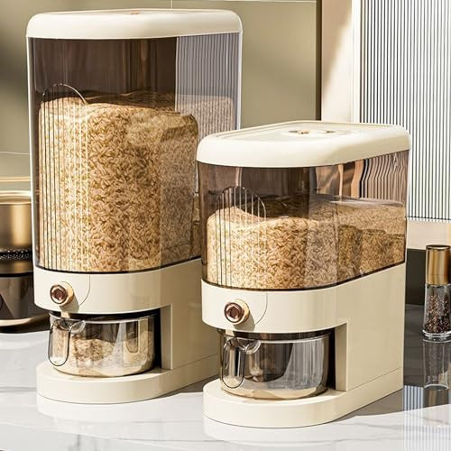 Peaoop 22LBS Rice Dispenser, Large Grain Container Storage with Lid Measuring Cylinder Household Cereal Dispenser Bucket for Kitchen Soybean Corn (22lb) | Amazon (US)