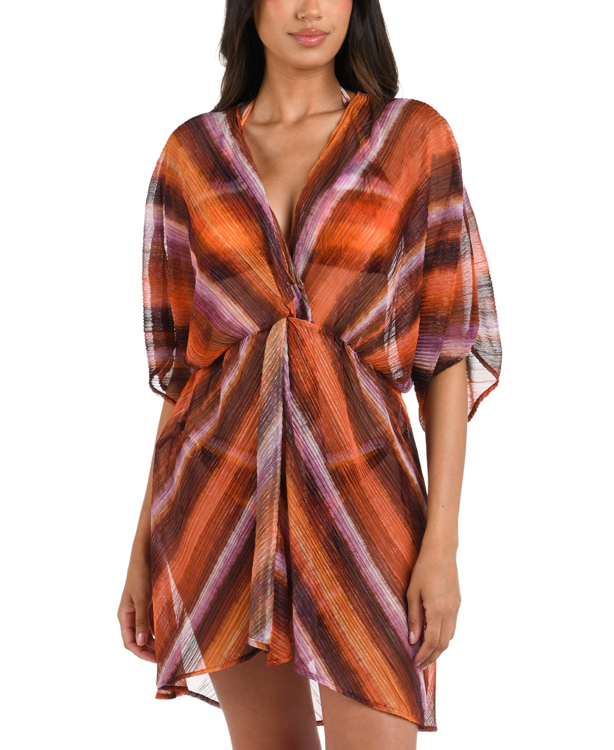 La Blanca Women's Horizon Twist Wrap Cover-Up Dress - Sunset Stripe | Macy's