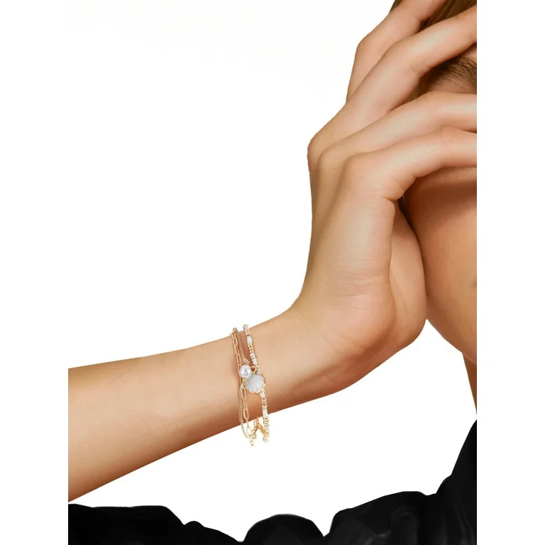 Time and Tru Women's Shell Layered Cord Bracelet - Walmart.com | Walmart (US)