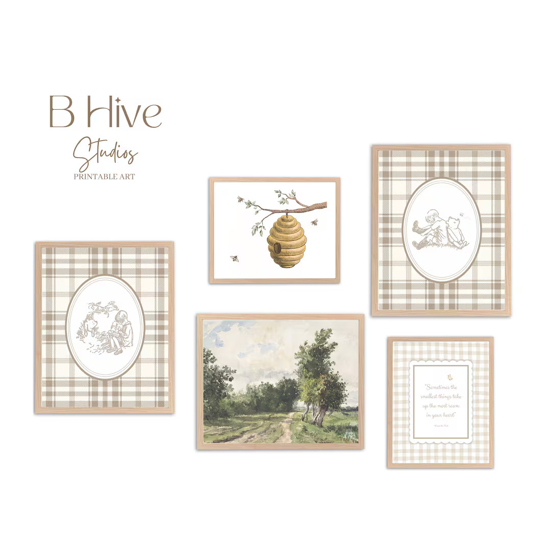 Vintage Pooh Bear Wall Prints, Classic Pooh, Classic Winnie Decor, Traditional Nursery Gallery Wa... | Etsy (US)