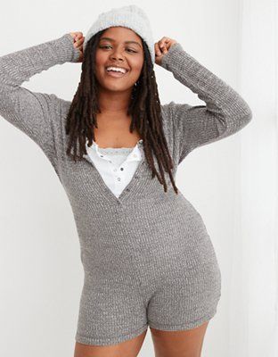 Aerie Cozy Rib Sleep One Piece | American Eagle Outfitters (US & CA)