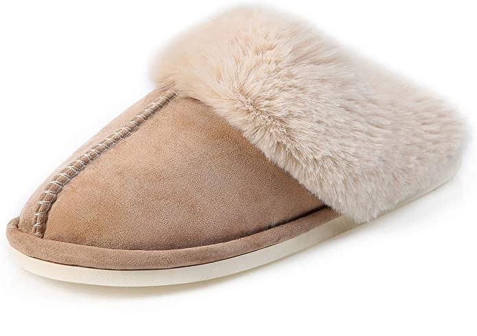 Womens Slippers Memory Foam House Shoes Fluffy Warm Non-Slip Cozy Slip-on Plush Footwear | Amazon (US)
