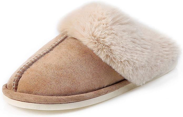 Womens Slippers Memory Foam House Shoes Fluffy Warm Non-Slip Cozy Slip-on Plush Footwear | Amazon (US)