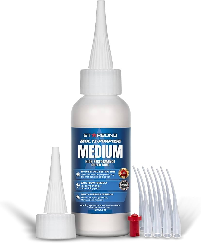 Starbond 2 oz. Medium CA Glue (Premium Cyanoacrylate Super Glue) for Quick Glue-ups, Woodworking,... | Amazon (US)