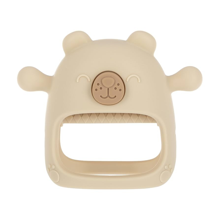 Nuby Silicone Wrist Teething Mitten - Baby Teether Ring - 3+ Months - Brown Bear | Amazon (US)