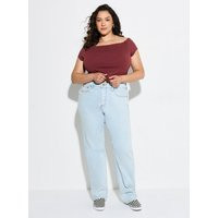 High-Rise Straight Leg 90s Straight Jeans in Light Blue-Denim | Torrid (US & Canada)