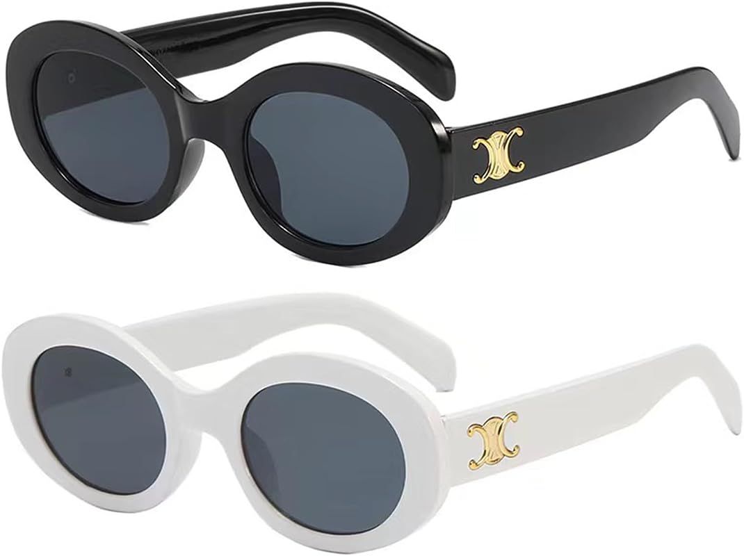 SURE COTTON Sunglasses Womens 2 Pack Fashion Y2K Sunglasses Unisex Trendy Shades Retro Vogue Sunglas | Amazon (US)