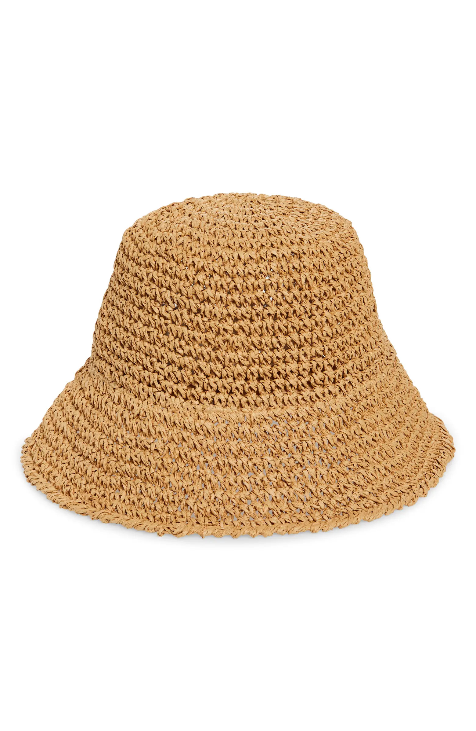 Crochet Stitch Straw Bucket Hat | Nordstrom