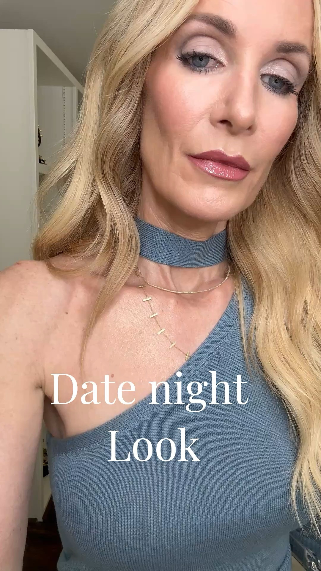 First date outfit idea in the most gorgeous blue two-piece set from Revolve 💙 Love the one-shoulder top, choker-style detail, and high-waisted skirt for a look that feels chic, confident, and comfortable. XS in top and skirt. #DateNightStyle #RevolveStyle #LTKOver40
 

 #LTKootd #LTKOver40 #LTKPetite