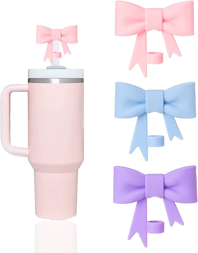 3 pcs Cute Bow Straw Covers Cap Toppers Compatible with Stanley 40/30 oz Tumbler Cups,Reusable Cu... | Amazon (US)
