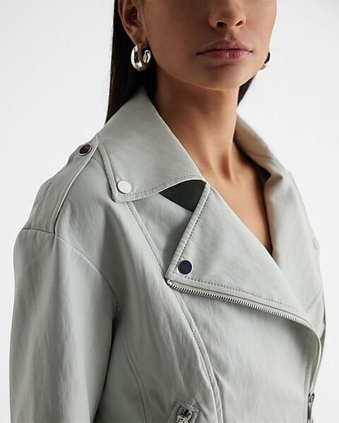 Faux Leather Cropped Moto Jacket | Express