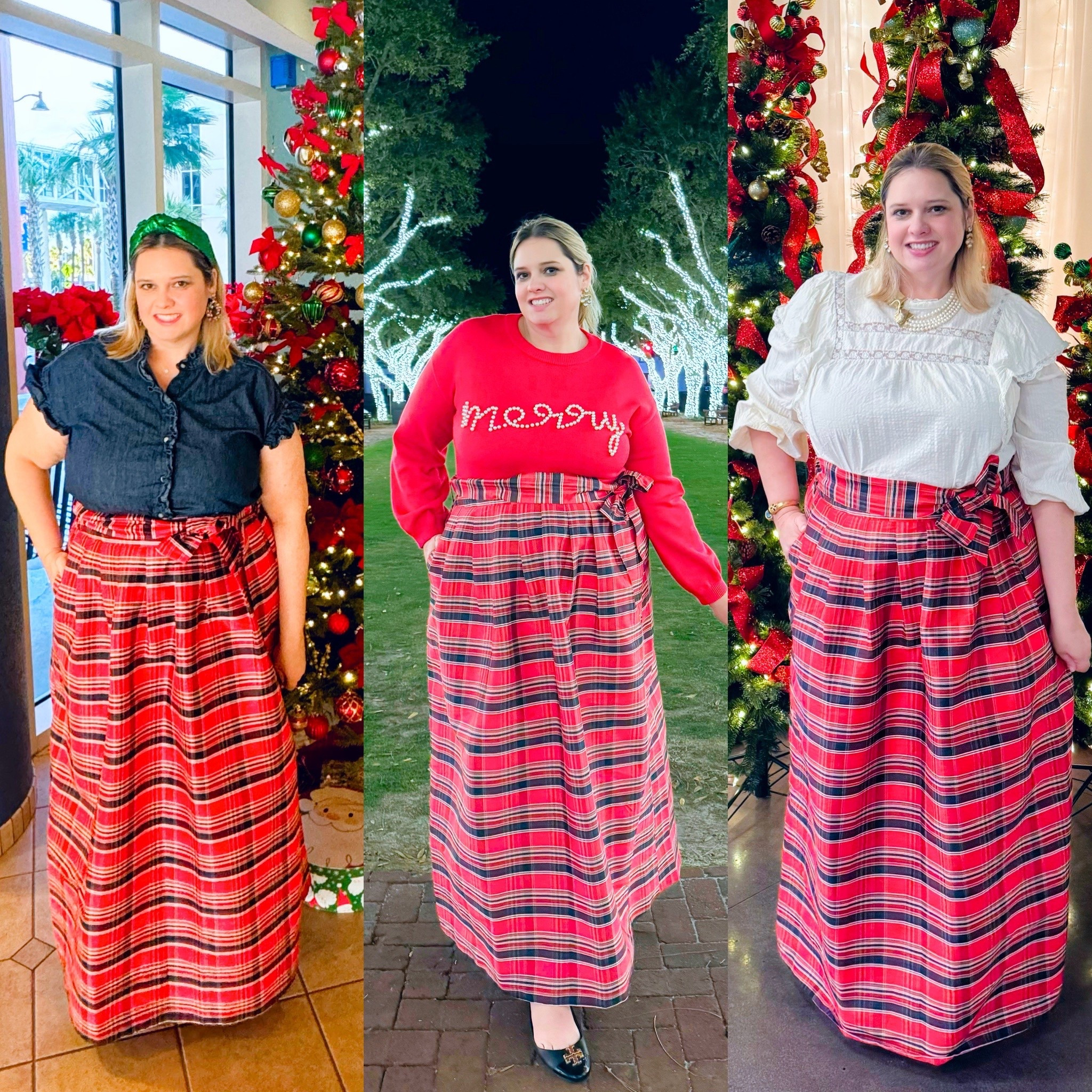The most versatile piece of the holiday season is this tartan maxi skirt. It works for a variety of occasions and the top pairings are endless - here’s how I’ve styled it already.  It’s on sale too 🙌

#LTKSaleAlert #LTKHoliday #LTKootd