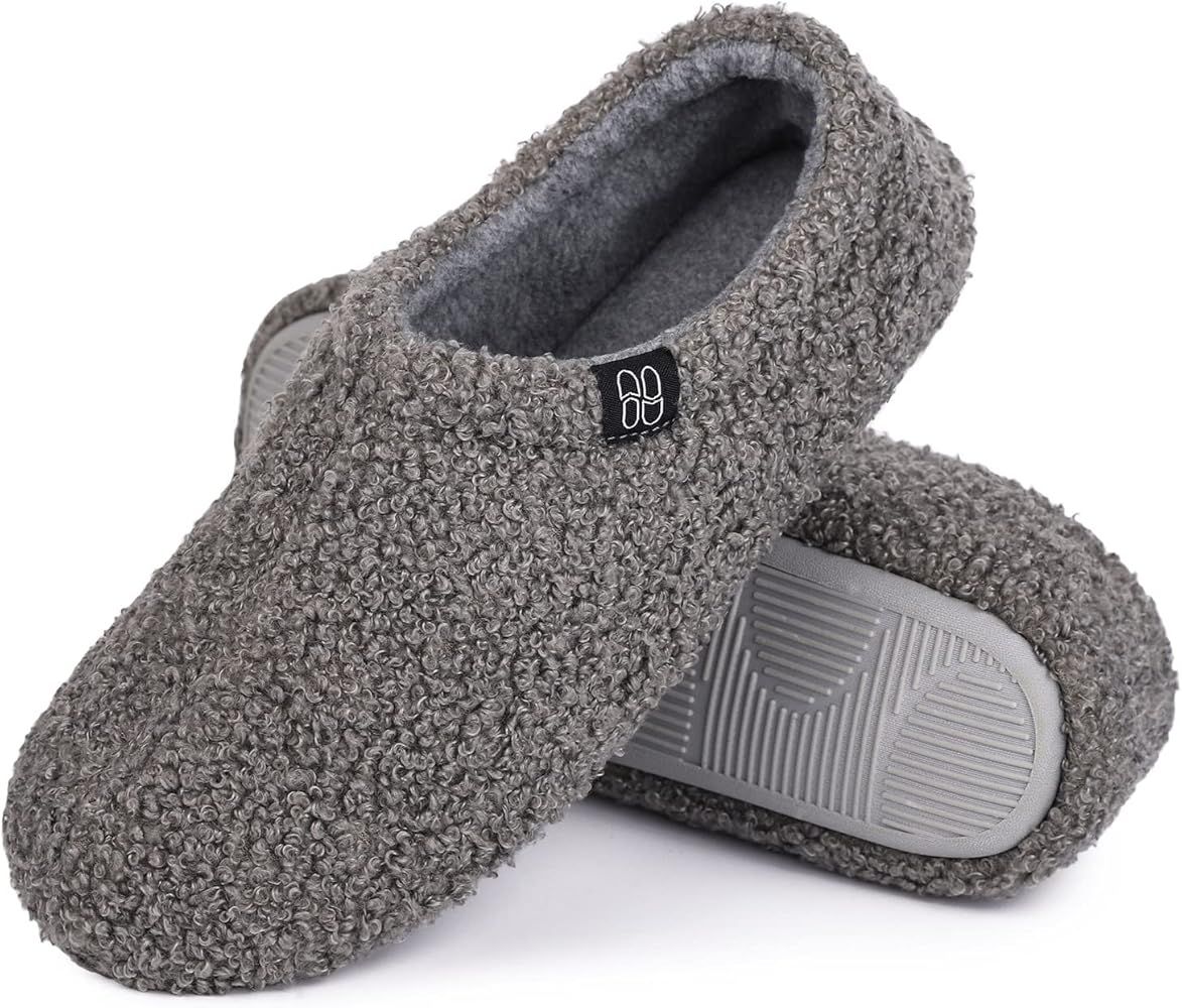 HomeTop Women's Fuzzy Curly Fur Memory Foam Loafer Slippers with Polar Fleece Lining | Amazon (US)