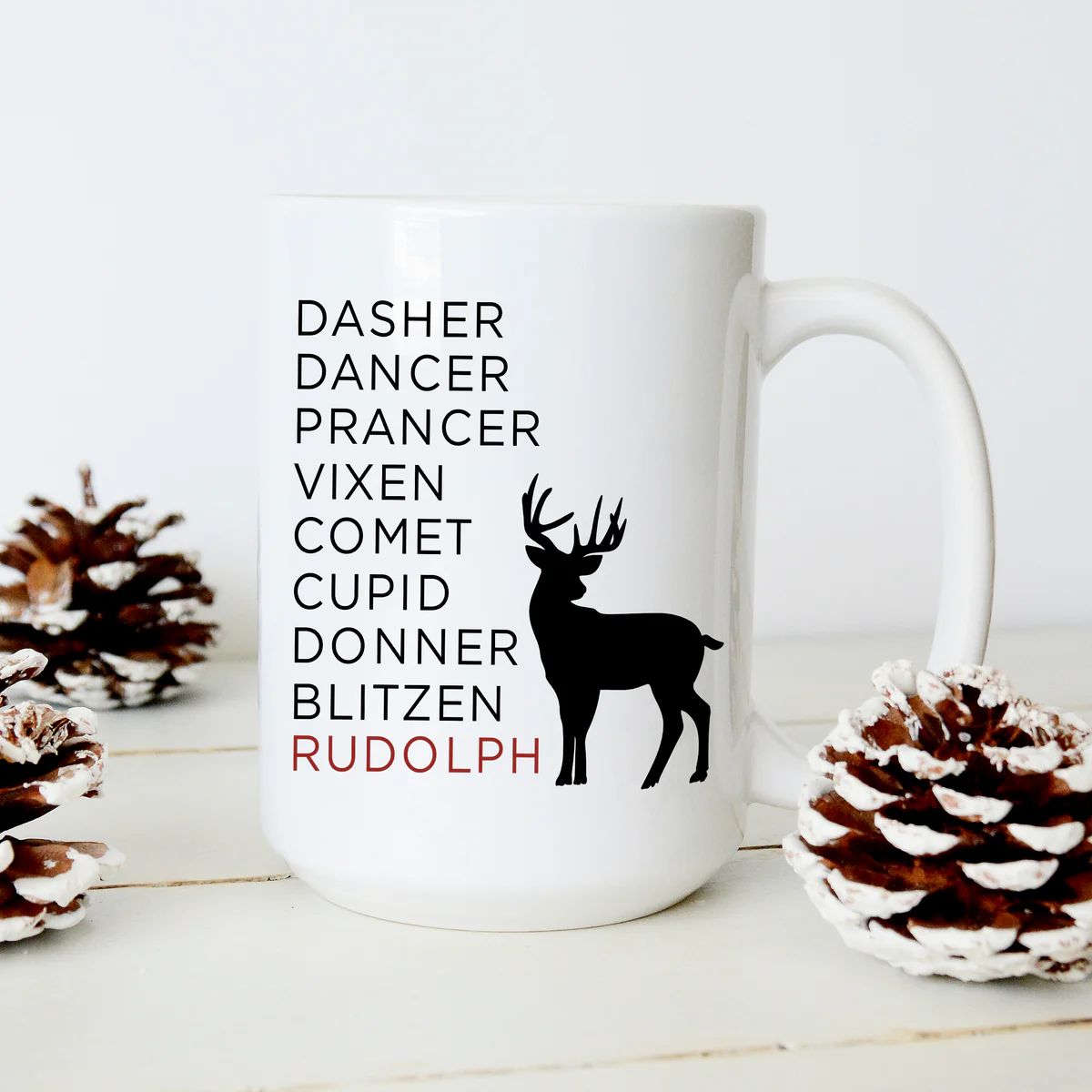 Dasher Dancer Prancer Reindeer Mug | Sweet Mint Handmade Goods