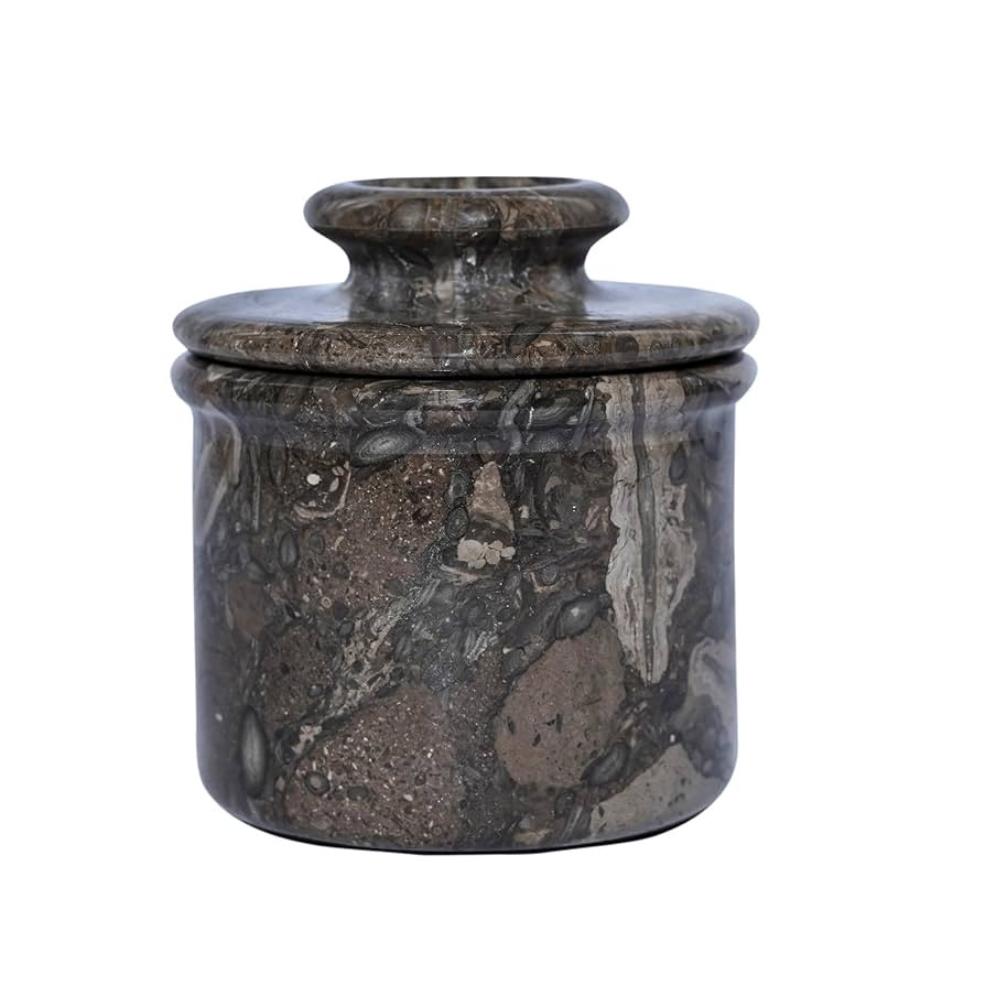 Oceanic Marble Butter Crock with Lid: 4" Gray Marble Handmade Butter Storage Dish - Stylish Kitch... | Amazon (US)
