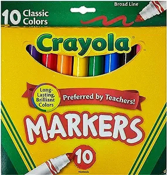 Crayola Classic Broad Line Markers, Art Supplies, Back to School Supplies, 10 Ct | Walmart (US)