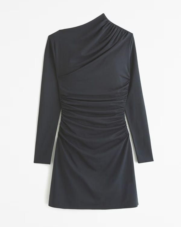 Women's Long-Sleeve Asymmetrical Knit Mini Dress | Women's | Abercrombie.com | Abercrombie & Fitch (US)