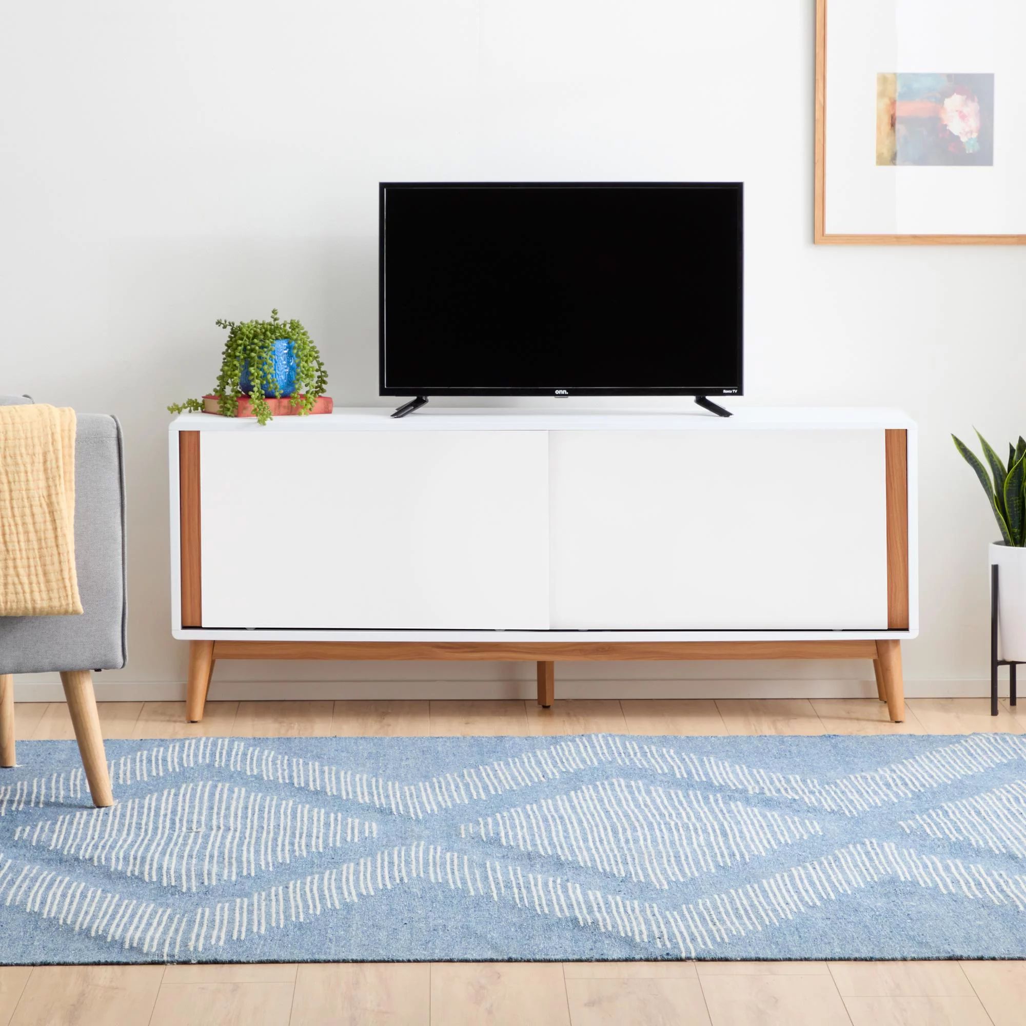 Gap Home Mid-Century Wood TV Stand, White and Oak | Walmart (US)