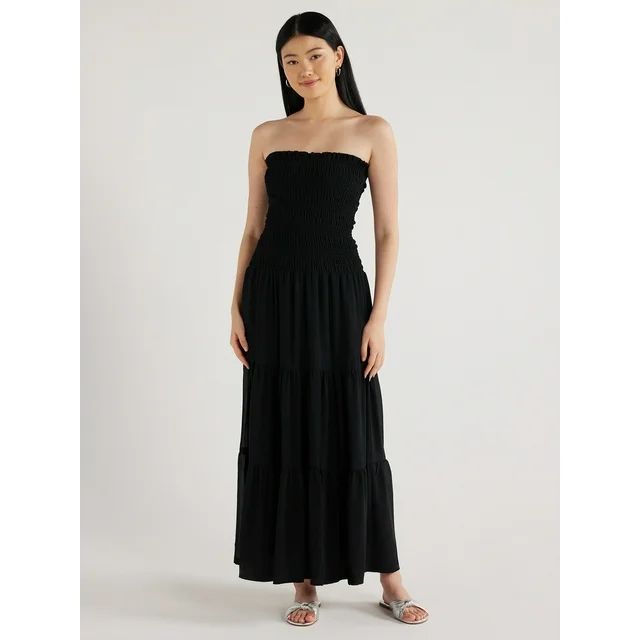 Scoop Women's Smocked Strapless Maxi Dress, Sizes XS-XXL - Walmart.com | Walmart (US)