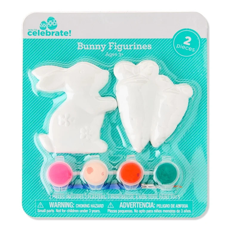 Paint Your Own Bunny and Carrot Figurines, Easter by Way To Celebrate | Walmart (US)