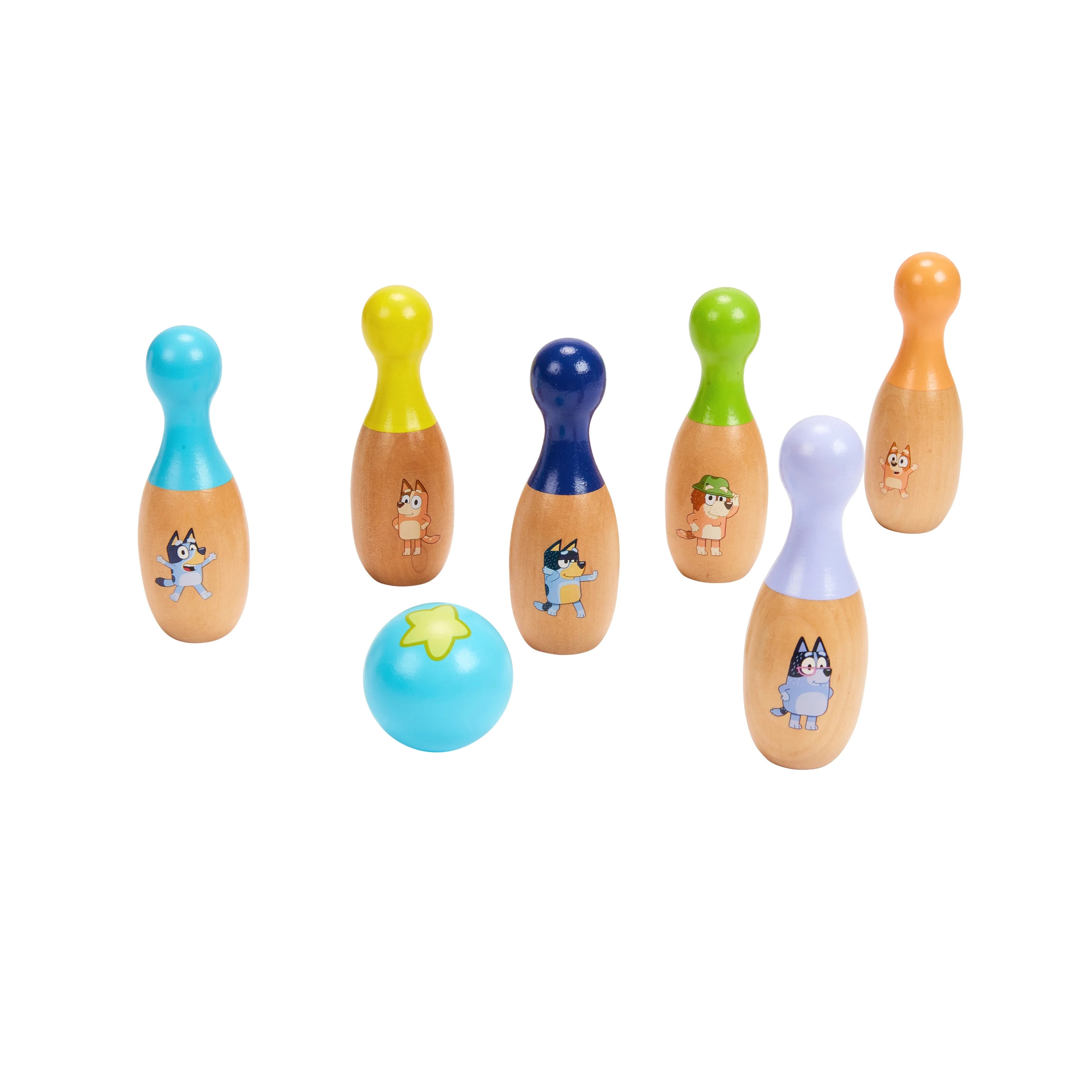 Bluey Wooden Classic Bowling Skittles Set, Indoor & Outdoor Bowling Play, Ages 3+ | Walmart (US)