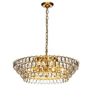 ALOA DECOR 8-Light Mid Century Modern 4-Tier Antique Gold Crystal Glass Chandelier H70710308D71 -... | The Home Depot