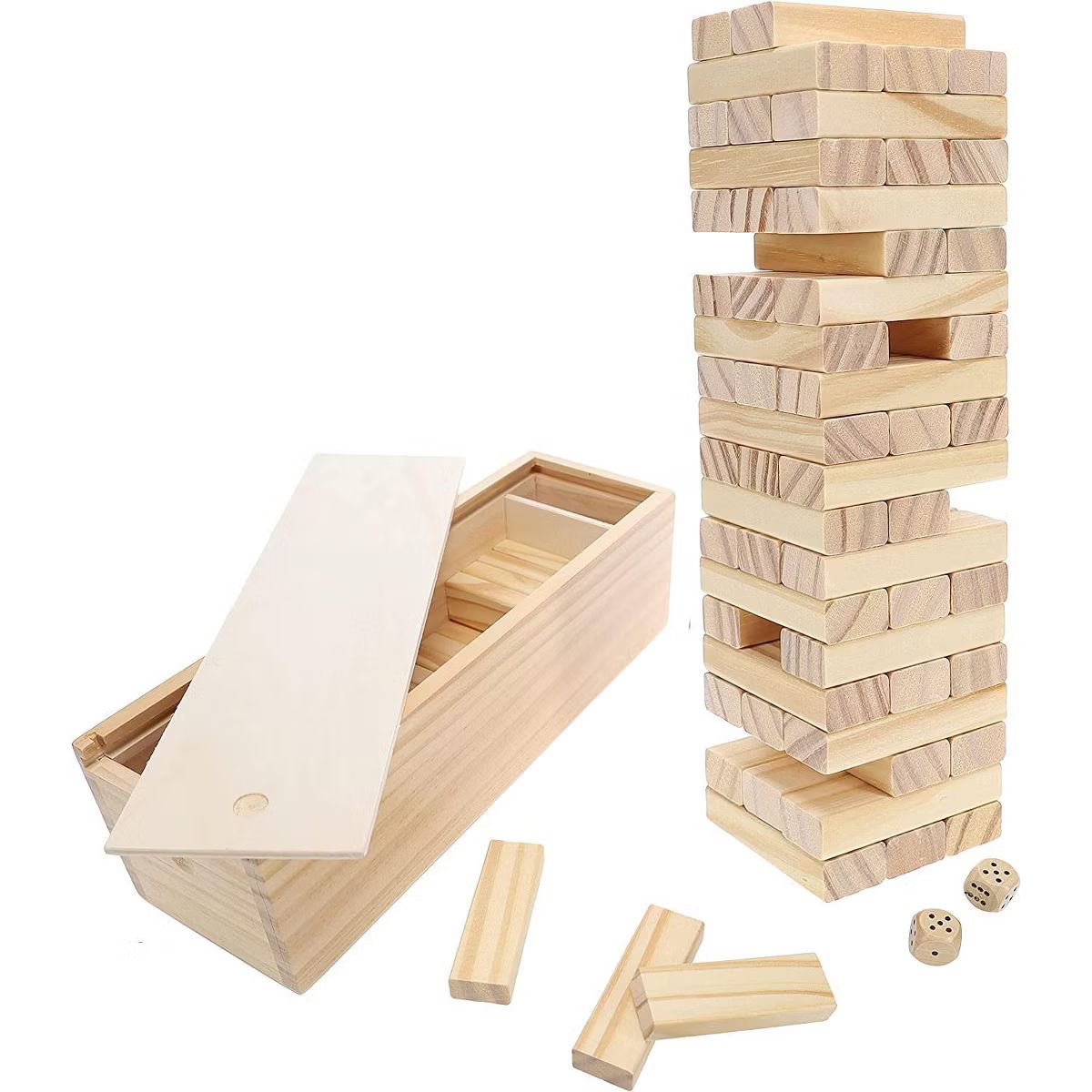 WE Games Wood Block Stacking Party Game That Tumbles Down when you play - Includes 12 in. Wooden ... | Target