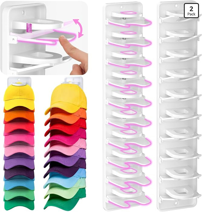 Unique Spring Clip Design, Keeps 20 Hats,Ideal for Wall & Closet & Shelf Hanging, Hat Organize & ... | Amazon (US)